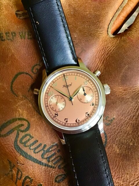 @habring2🇦🇹 Doppel 38, handwound, monopusher, split second chronograph. Manufacture calibre A011. 
@martinpulli 🇺🇸 ⚾️