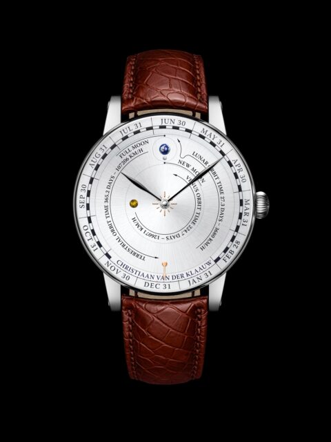 @christiaanvanderklaauw 🇳🇱 the launch of a new model from the masters of  Astrological chronometry! A new 39mm case, developed with knowledge gain from the development of the Grand Planetarium case. A wrapping parabolic sapphire covers a small microcosm of our Earth with its moon in orbit and our nearest planetary neighbor, Venus. Two dial formats are possible, Aventurine, with its galactic presence, with Zodiac indications. Also, circled silver with outer chapter of months with notated orbital pathways around the sun. The 39mm cases are stainless steel or 18kRG. Imagine the daily treat to live with astrological fascination on your wrist daily! @martinpulli 🇺🇸 fascinations, imagination and dedication are all welcome. ☎️